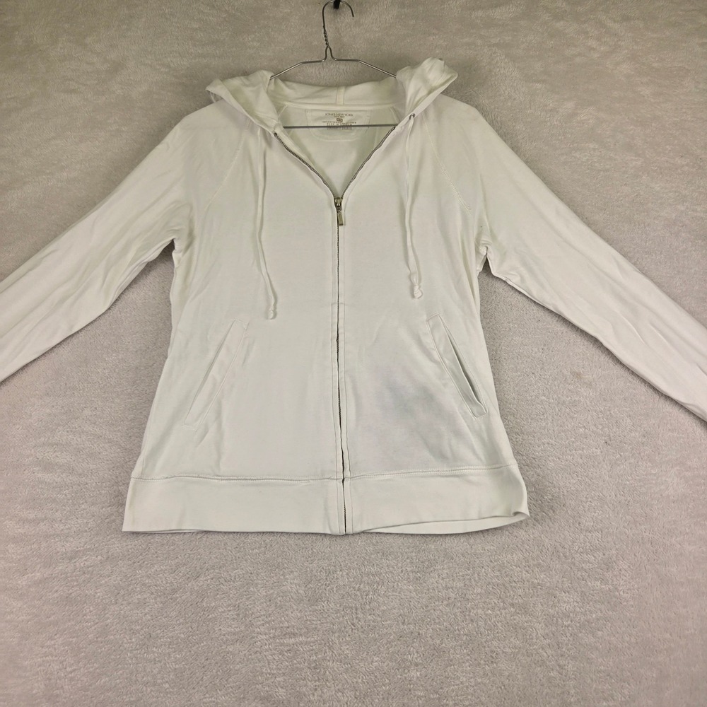 Jones New York Sport Womens White Full Zip Cotton Hoodie Sweatshirt Size M
